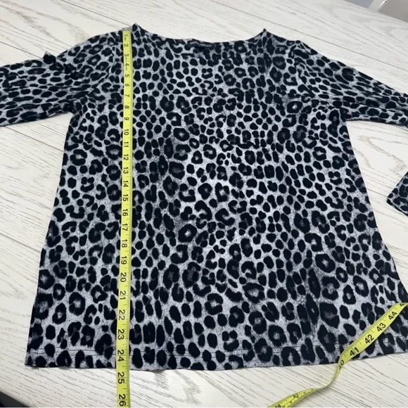 Mario Serrani Black and Gray Animal Print Blouse - Picture 3 of 6